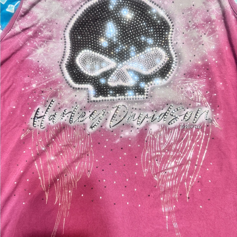 Harley-Davidson Pink Tank Top with Skull Design
